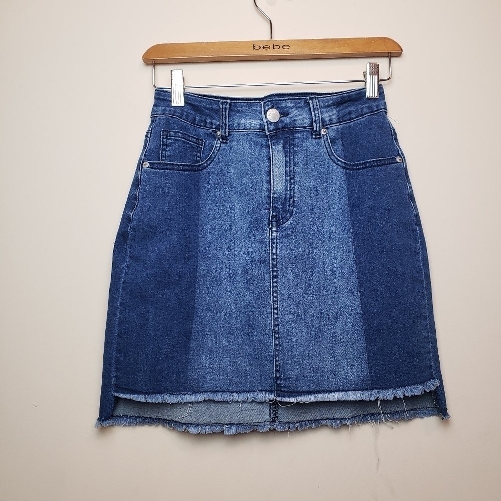 DAVI & DANI Jean Raw Hem Micro and Ultra Mini Skirt